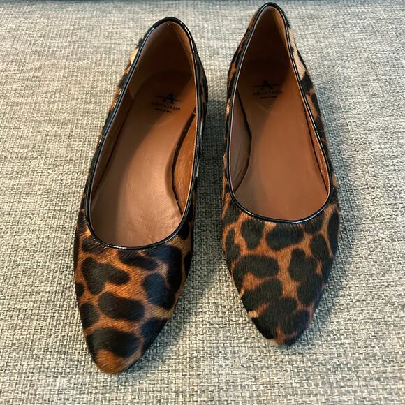 EUC Aquatalia Penina Calf Hair Leopard Flats Size 7 Pointed Toe Italian Designer - Picture 13 of 16